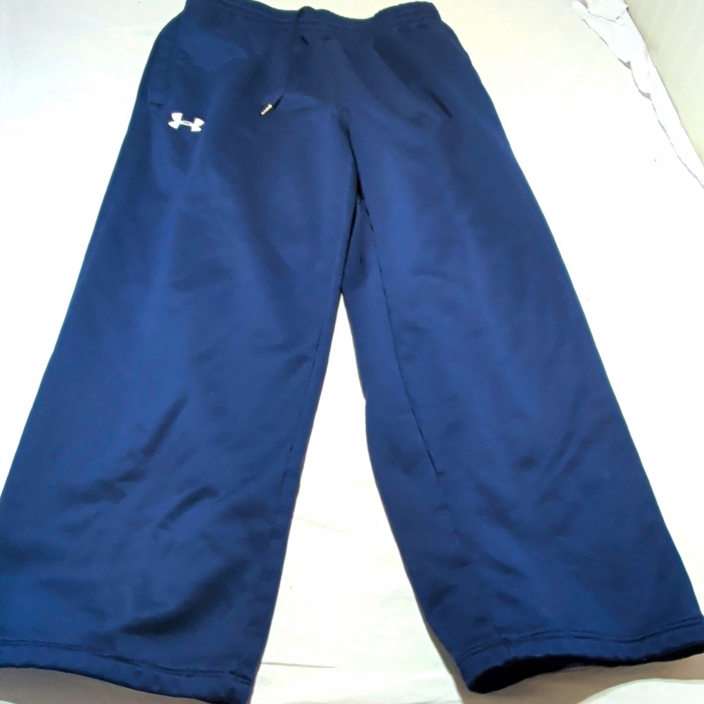 Under Armour Mens Armour Fleece Storm Open Bottom Sweatpants Navy Blue L 96510